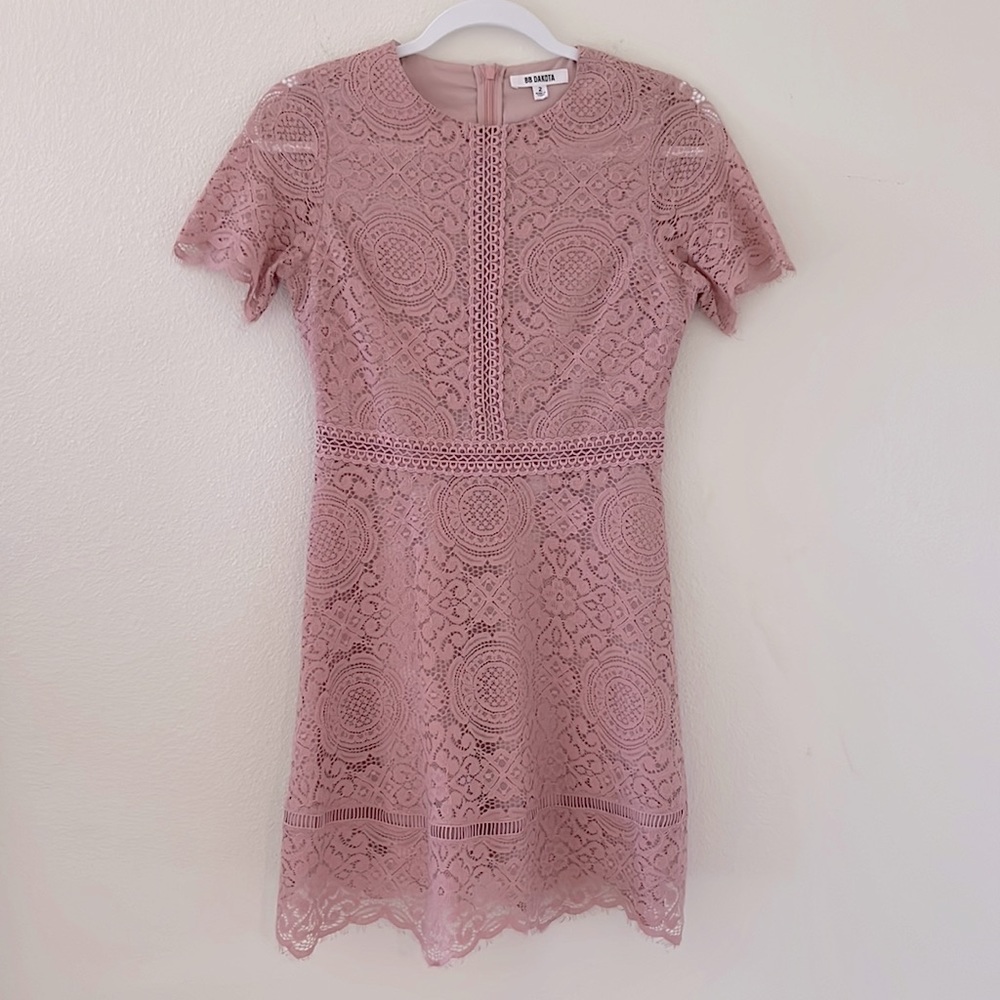 BB Dakota dusty rose eyelash lace dress